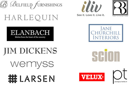 Stockists for Belfield Furnishings, Harlequin, iliv, Jane Churchill, Elanbach, Jim Dickens, Scion, Wemyss, Larsen, Velux, pt